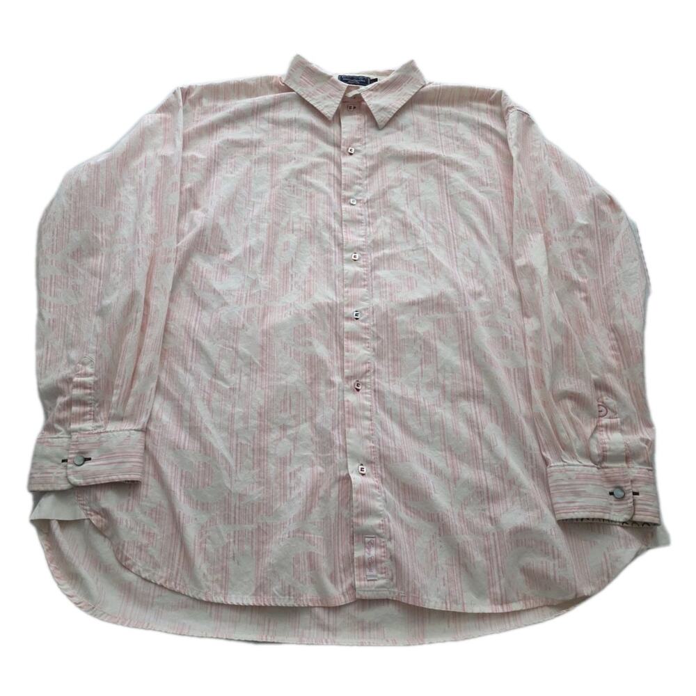Coogi Dress Shirt Button Down Long Sleeve Size 5XL Striped Pink Print